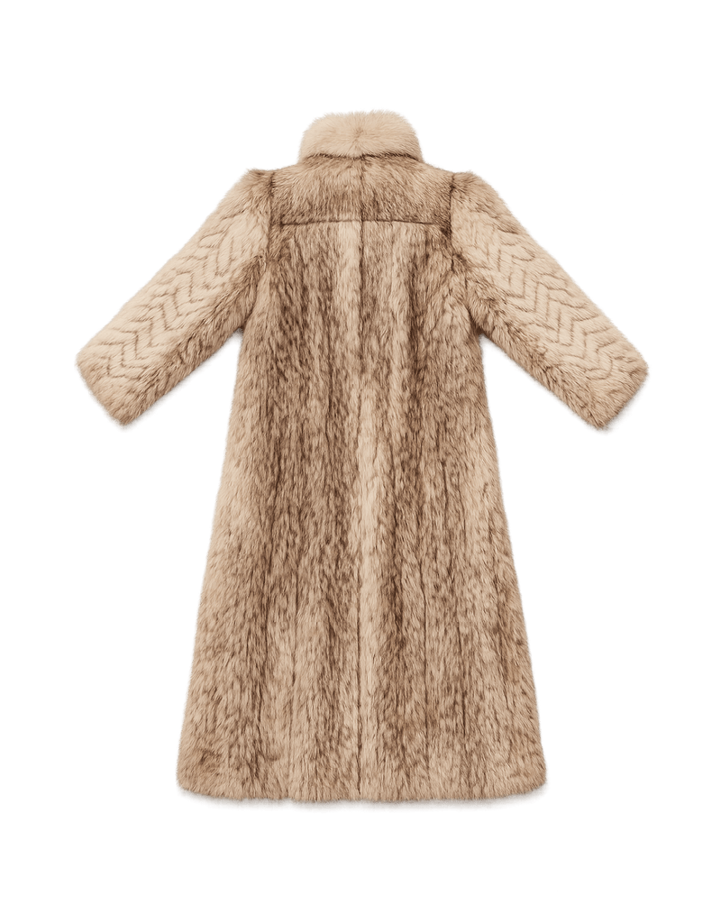 Mid-Century Women's Luxurious Fur Coat - Flat Lay Back