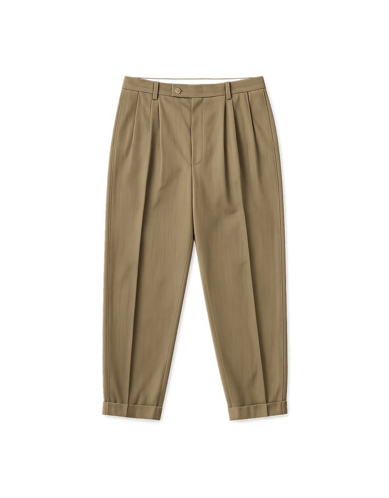 80s Pleated Front High-Waisted Trousers - Mens - Flat Lay Front