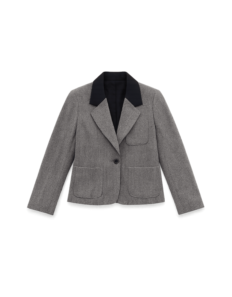 90s Unisex Houndstooth Jacket with Button Closure - Flat Lay Front