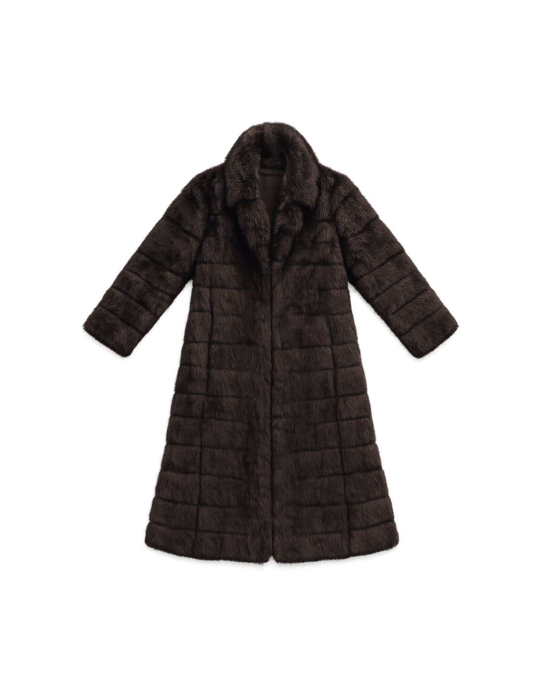 Luxurious Mid-Century Women's Fur Coat in Deep - Flat Lay Front