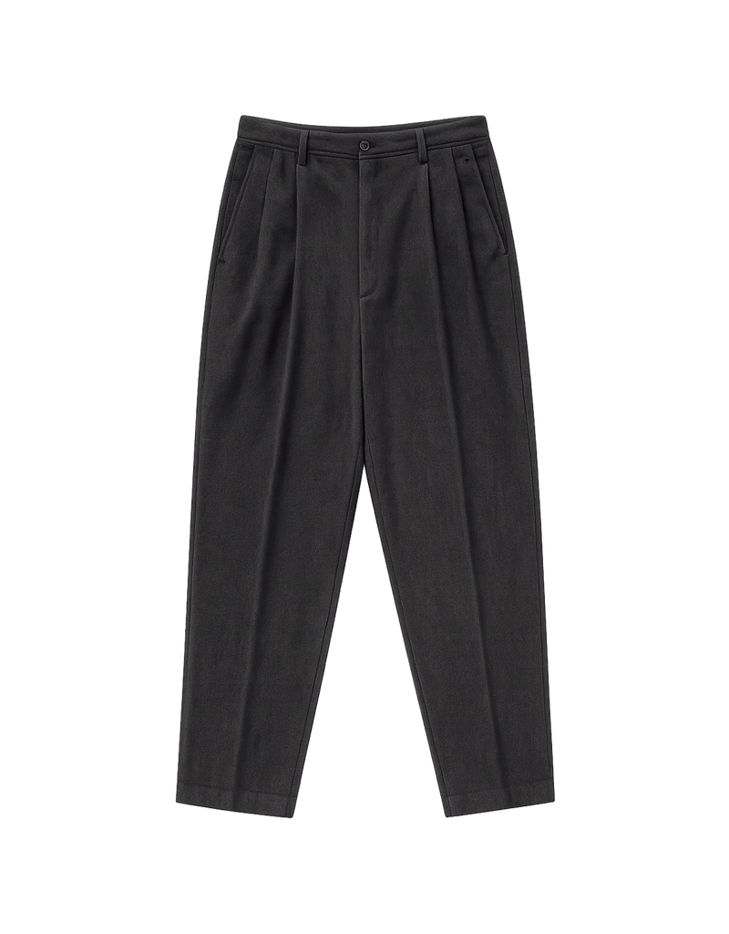 80s High-Waisted Wool Blend Pants - Flat Lay Front