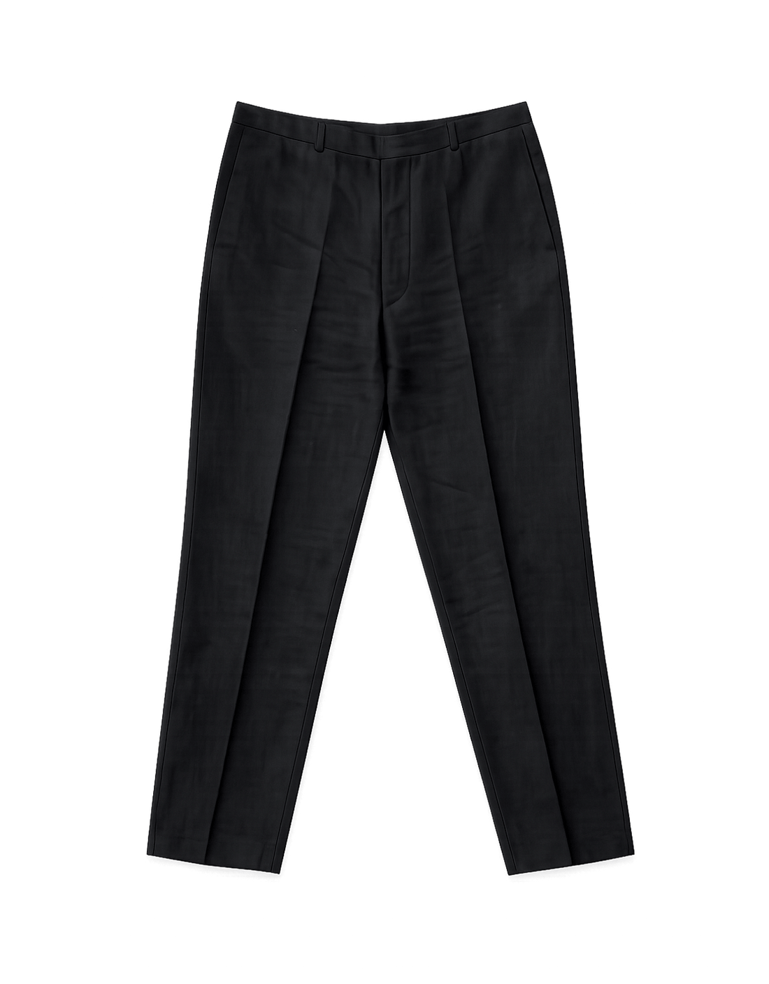90s Tapered Black Pants - Linen-Rayon Blend - Flat Lay Front