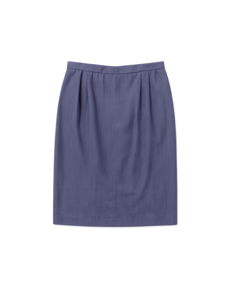 90s Women's Navy Pleated Silk Skirt - Flat Lay Front