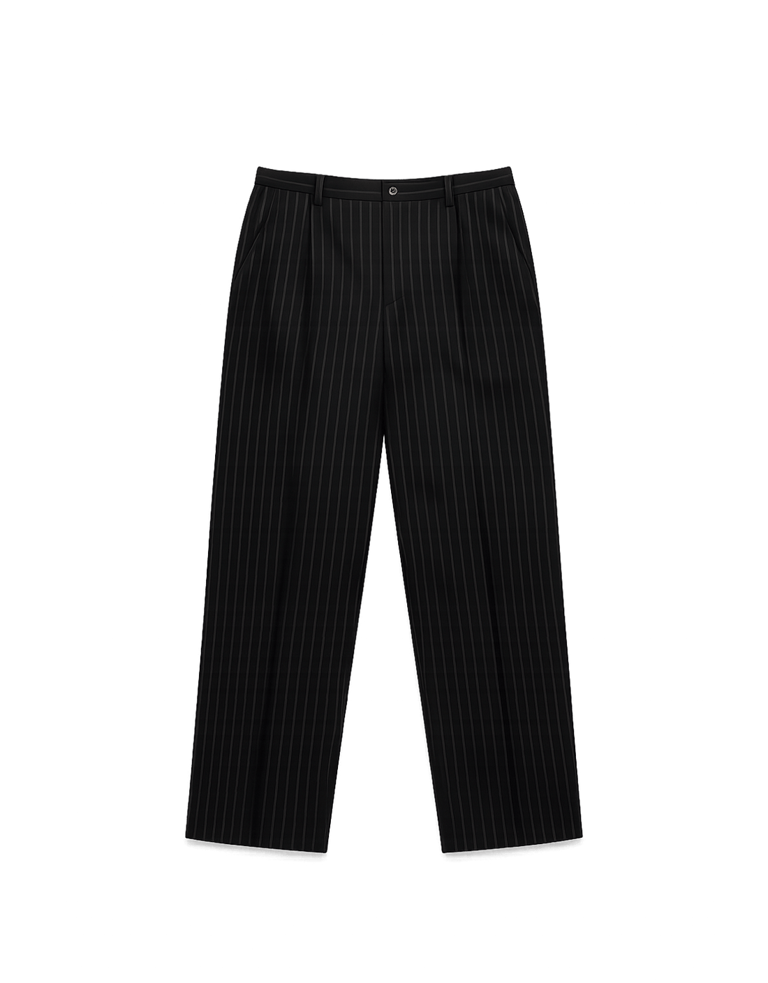80s Mens Pinstripe High-Waisted Pants - Flat Lay Front