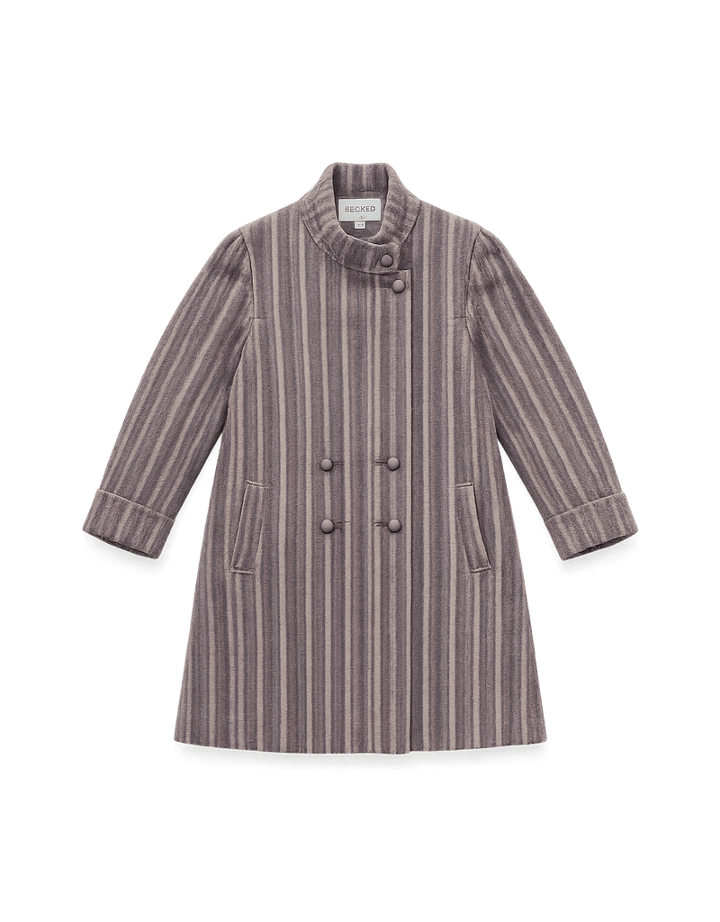 70s Women's Double-Breasted Striped Coat - Flat Lay Front