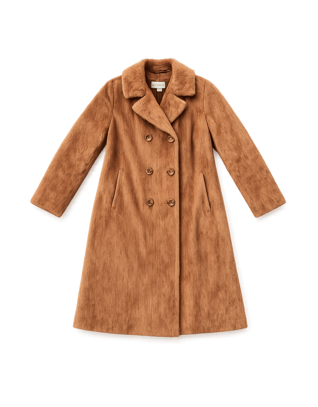 80s Women's Power Suit Faux Fur Coat - Flat Lay Front