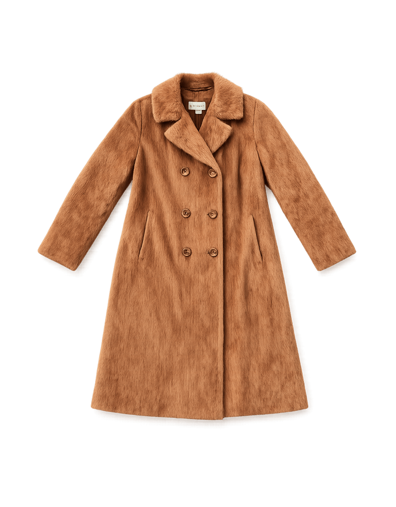 80s Women's Power Suit Faux Fur Coat - Flat Lay Front