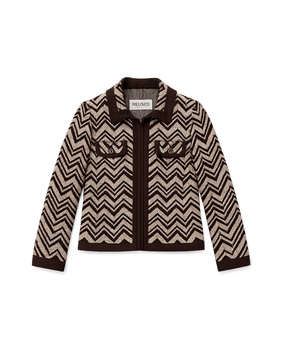 70s Disco Zigzag Pattern Jacket - Flat Lay Front