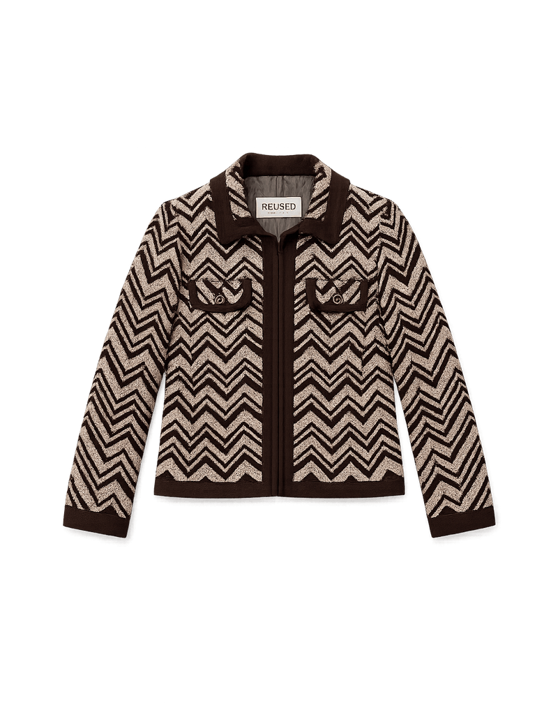70s Disco Zigzag Pattern Jacket - Flat Lay Front
