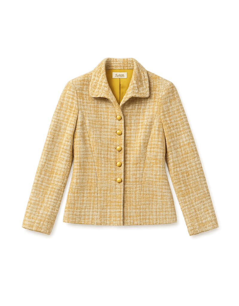 70s Women's Fitted Tweed Set - Orange & Cream - Flat Lay Front