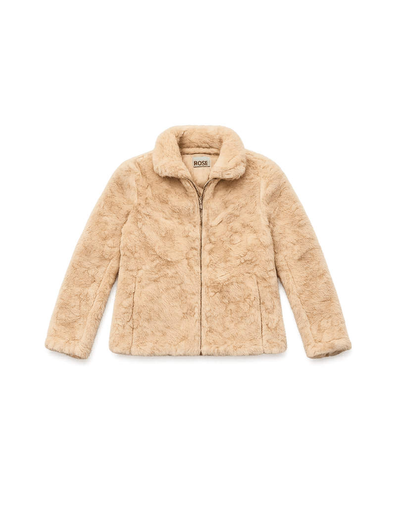 80s Women's Faux Fur Jacket - Structured Power - Flat Lay Front