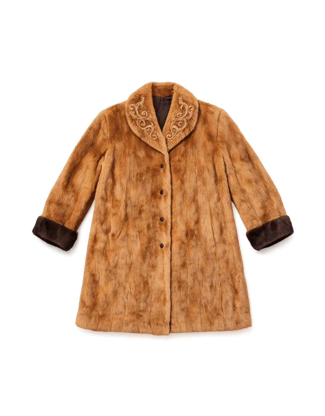 60s Vintage Brown Fur Accessory - Flat Lay Front
