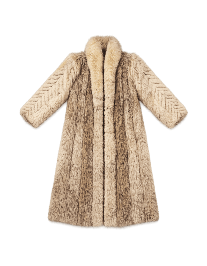 Mid-Century Women's Luxurious Fur Coat - Flat Lay Front