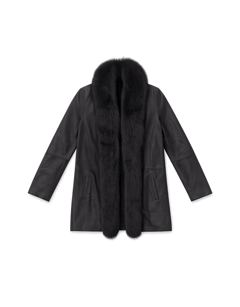 Mid-Century Women's Fur Coat - Timeless Elegance - Flat Lay Front