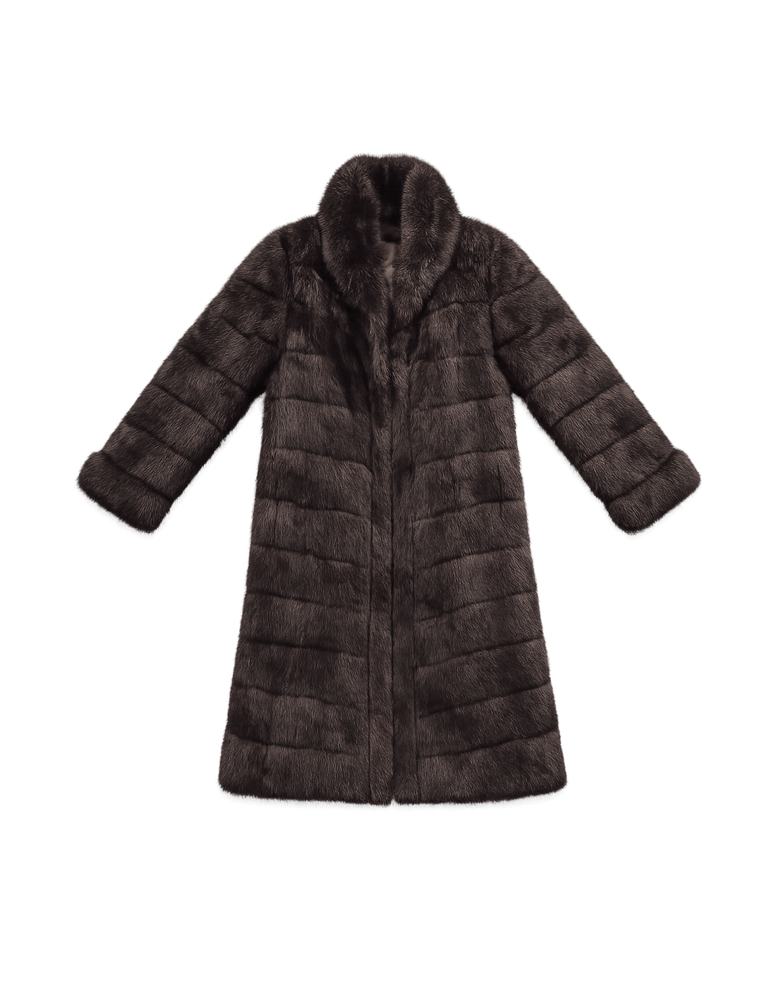 Mid-Century Women's Vintage Fur Coat with Padded - Flat Lay Front