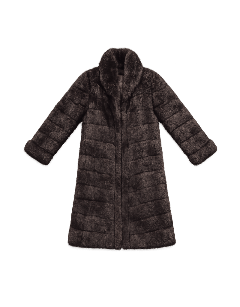 Mid-Century Women's Vintage Fur Coat with Padded - Flat Lay Front