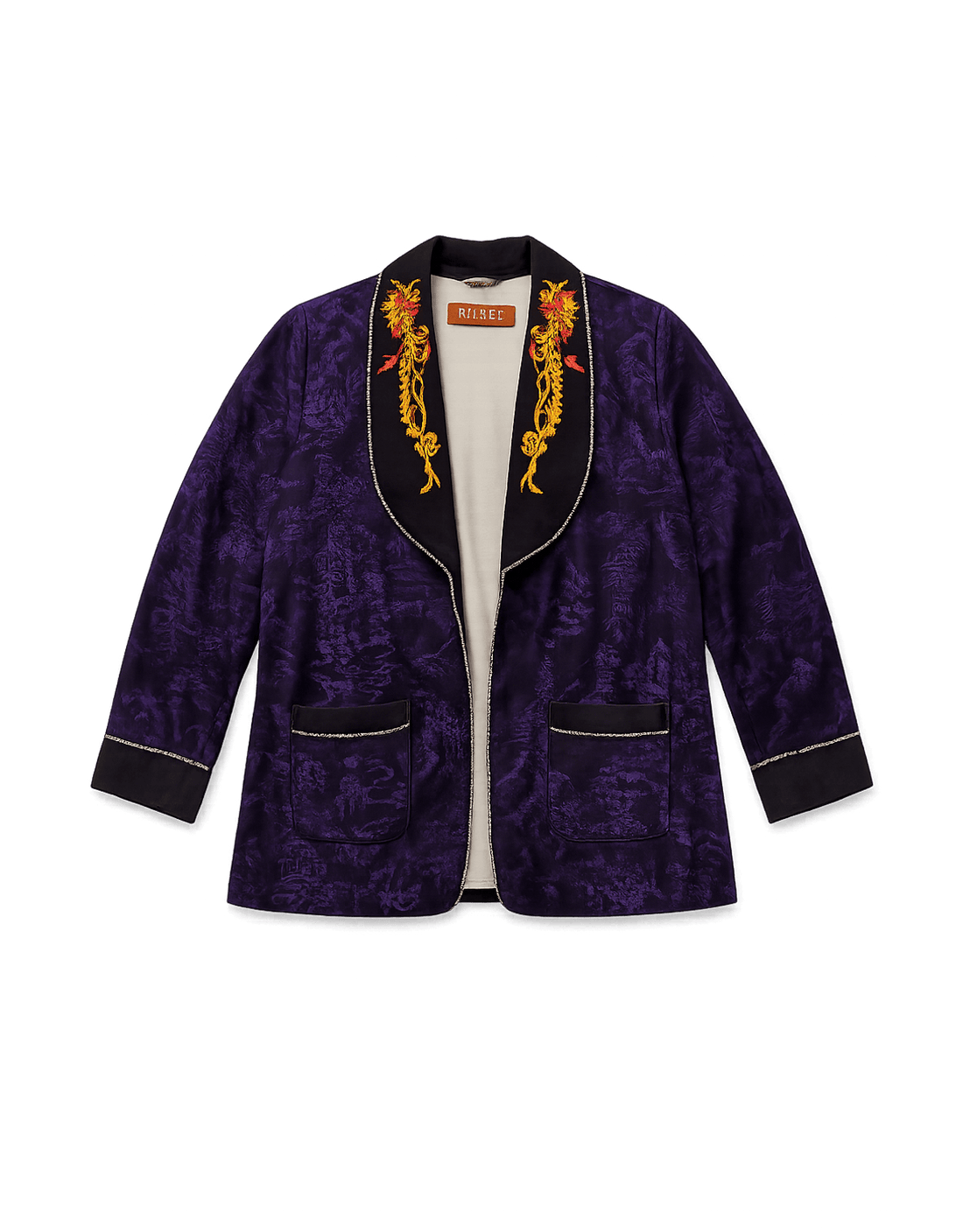 Vintage 90s Biker-Style Jacket with Floral - Flat Lay Front