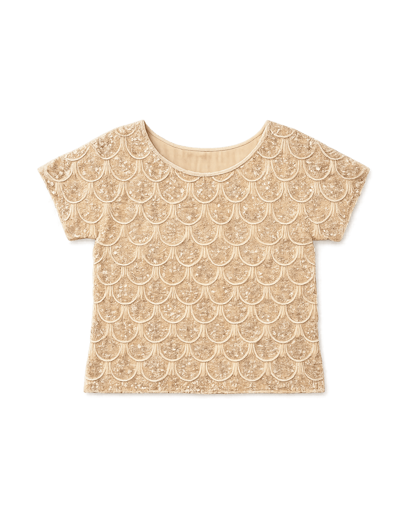 60s Beaded Gold Glam Top - Flat Lay Front