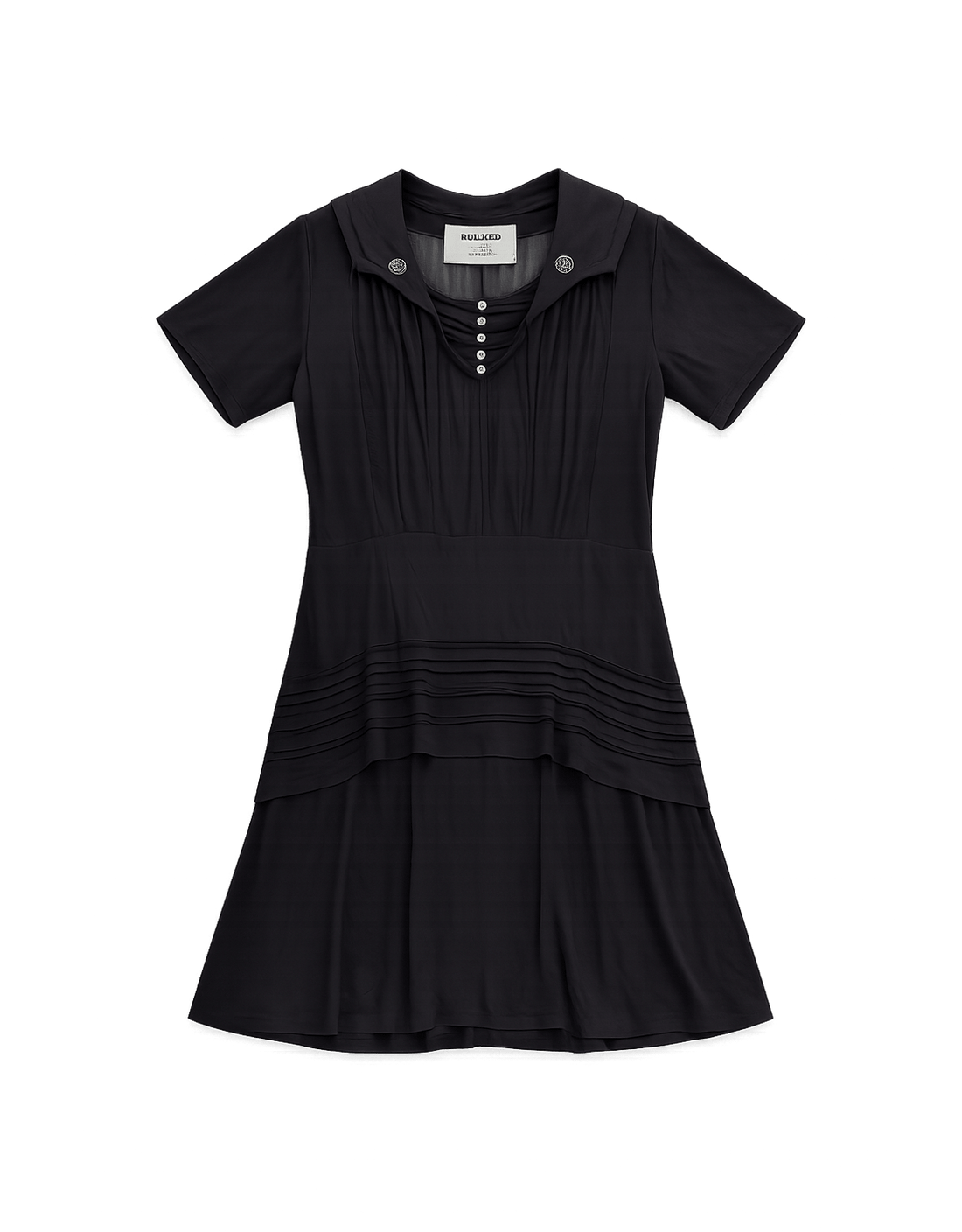 Modern Hooded Dress with Button Closure - Women's - Flat Lay Front