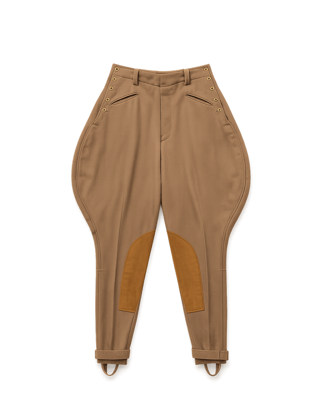 Retro Unisex Tapered Pants with Button Accents - Flat Lay Front