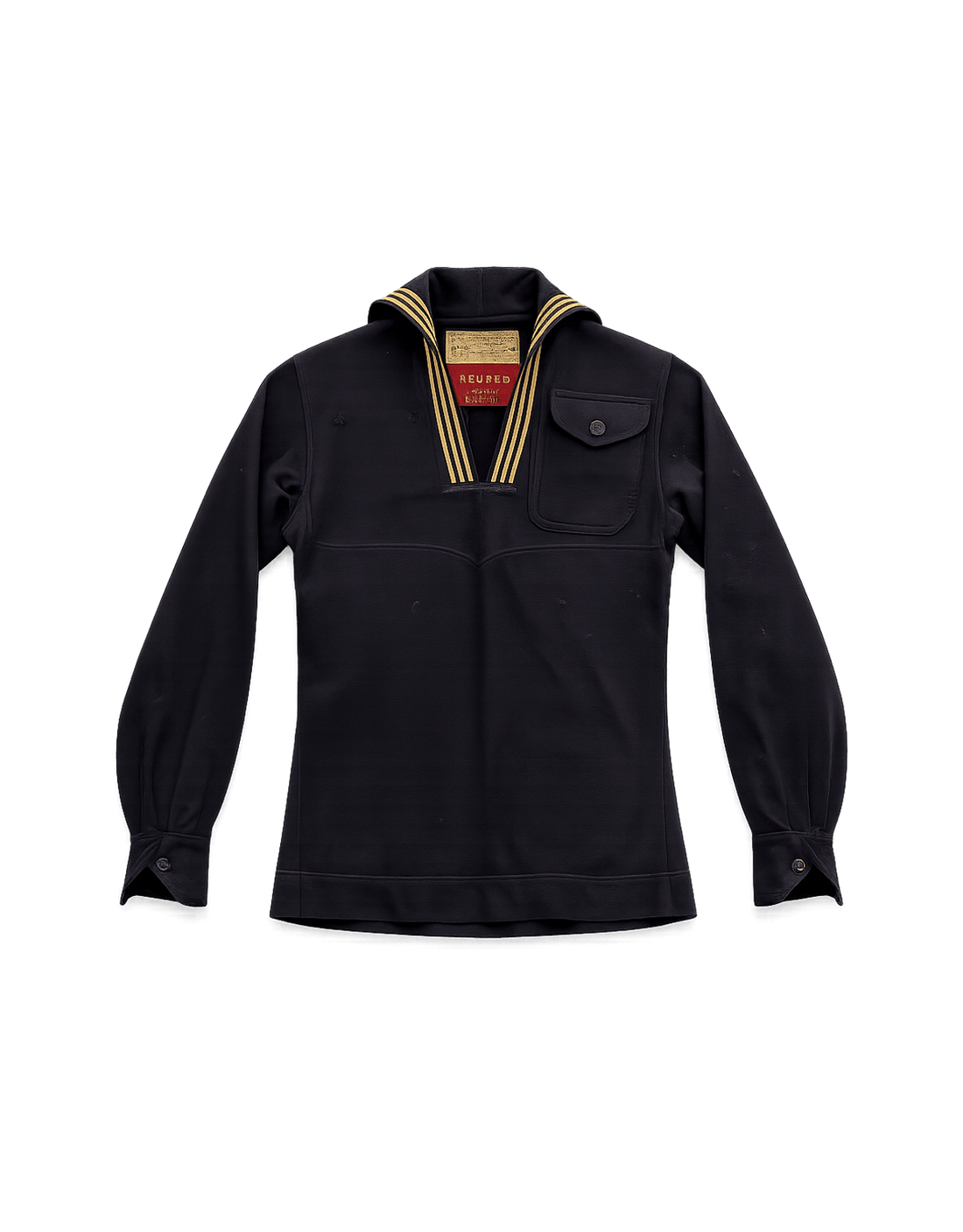 40s Military Navy Blue Sailor Shirt - Flat Lay Front