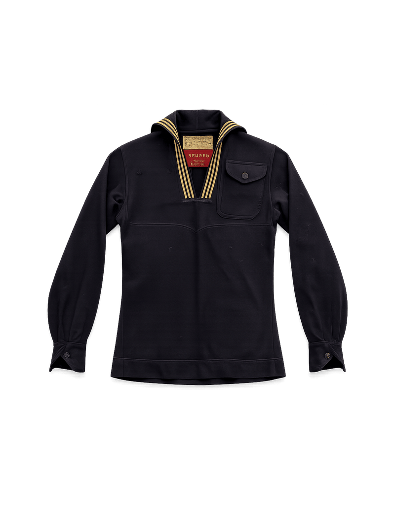 40s Military Navy Blue Sailor Shirt - Flat Lay Front