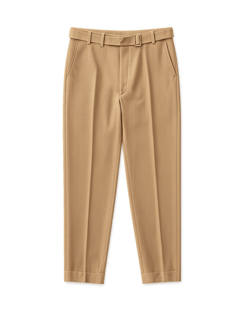 60s Mens Trousers - Classic Khaki - Flat Lay Front