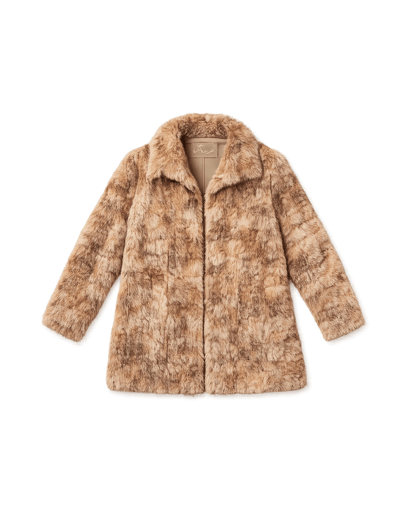 80s Faux Fur Coat - Jet Set Elegance - Flat Lay Front