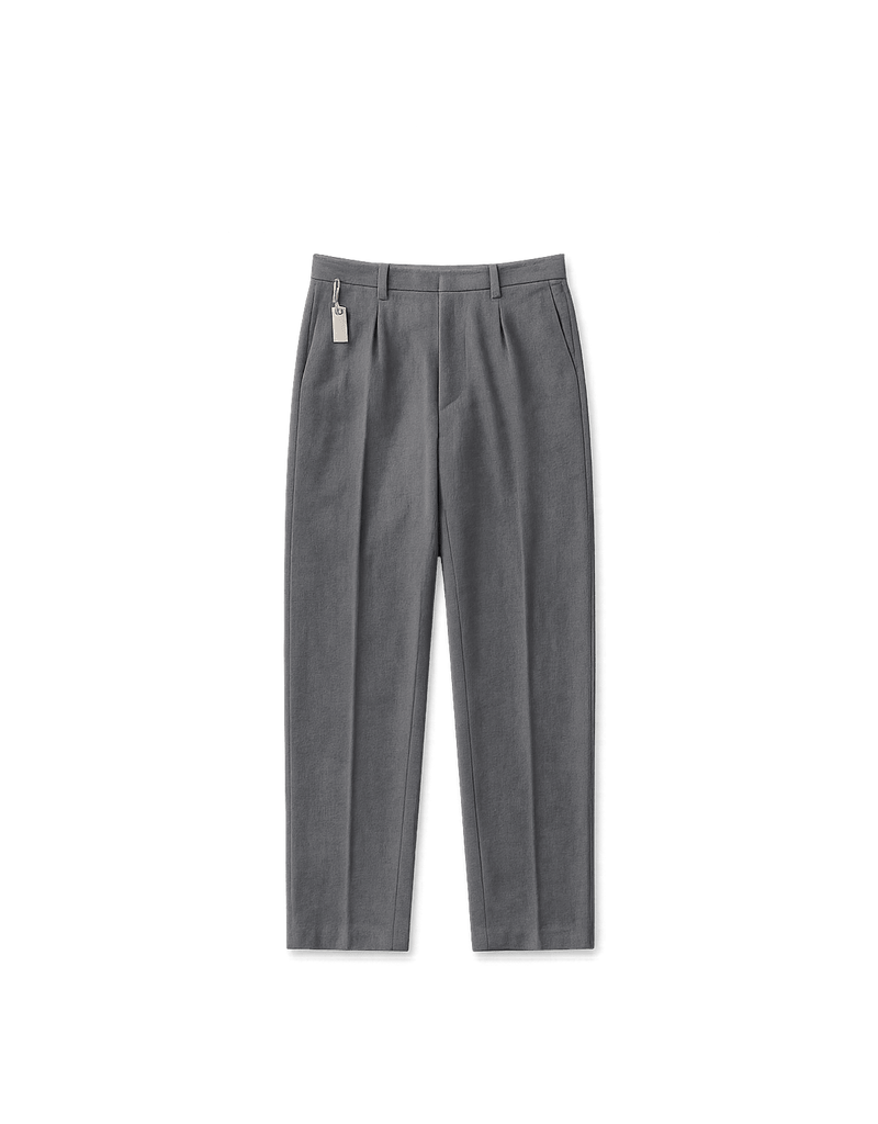90s High-Rise Gray Trousers - Flat Lay Front