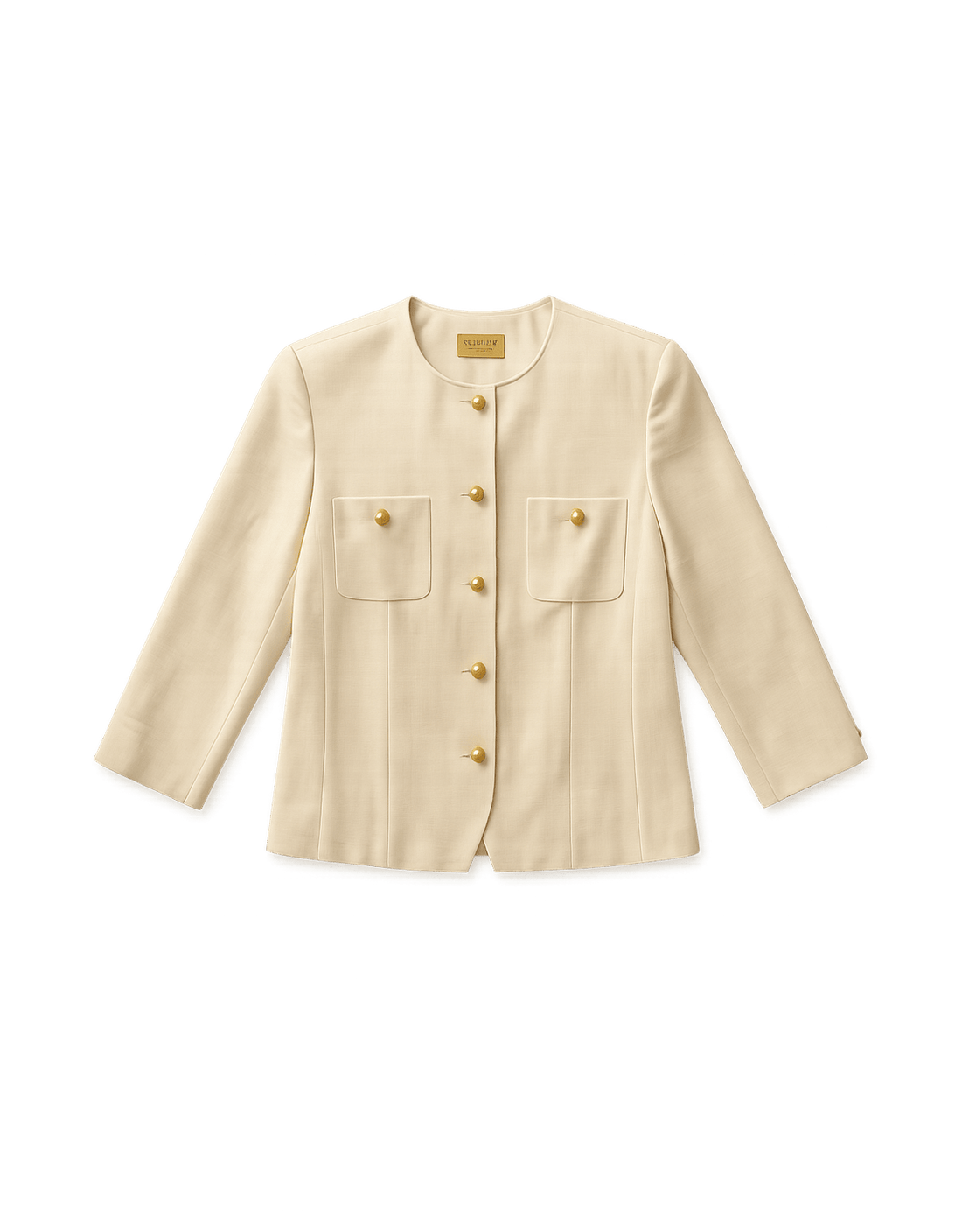 70s Women's Cream Color Set with Gold Buttons - Flat Lay Front