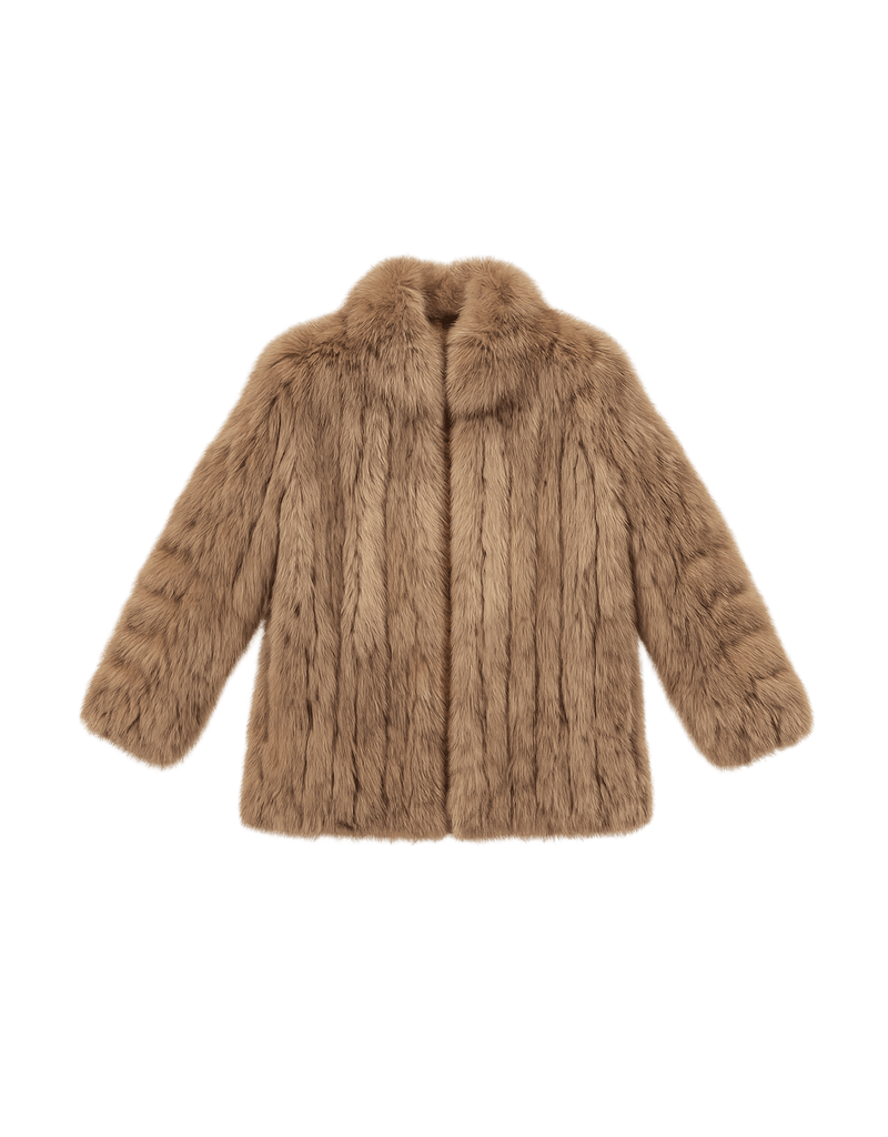 Luxurious Mid-Century Fur Coat - Women's - Flat Lay Front