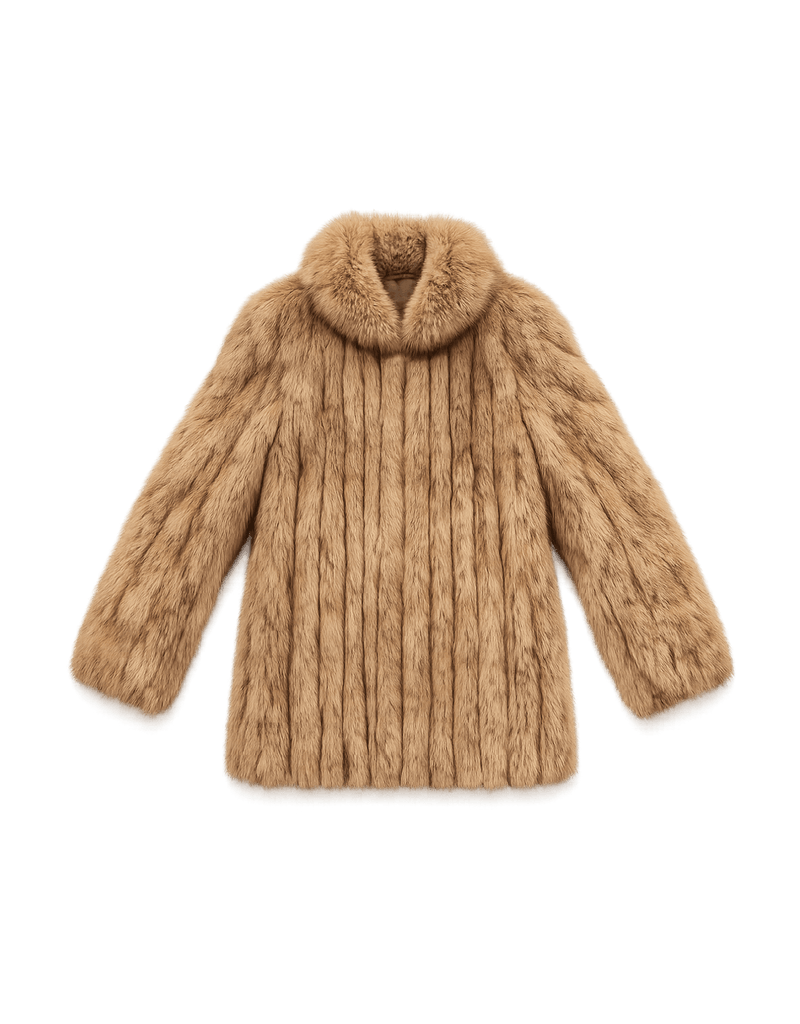Mid-Century Women's Vintage Fur Coat - Luxurious - Flat Lay Front