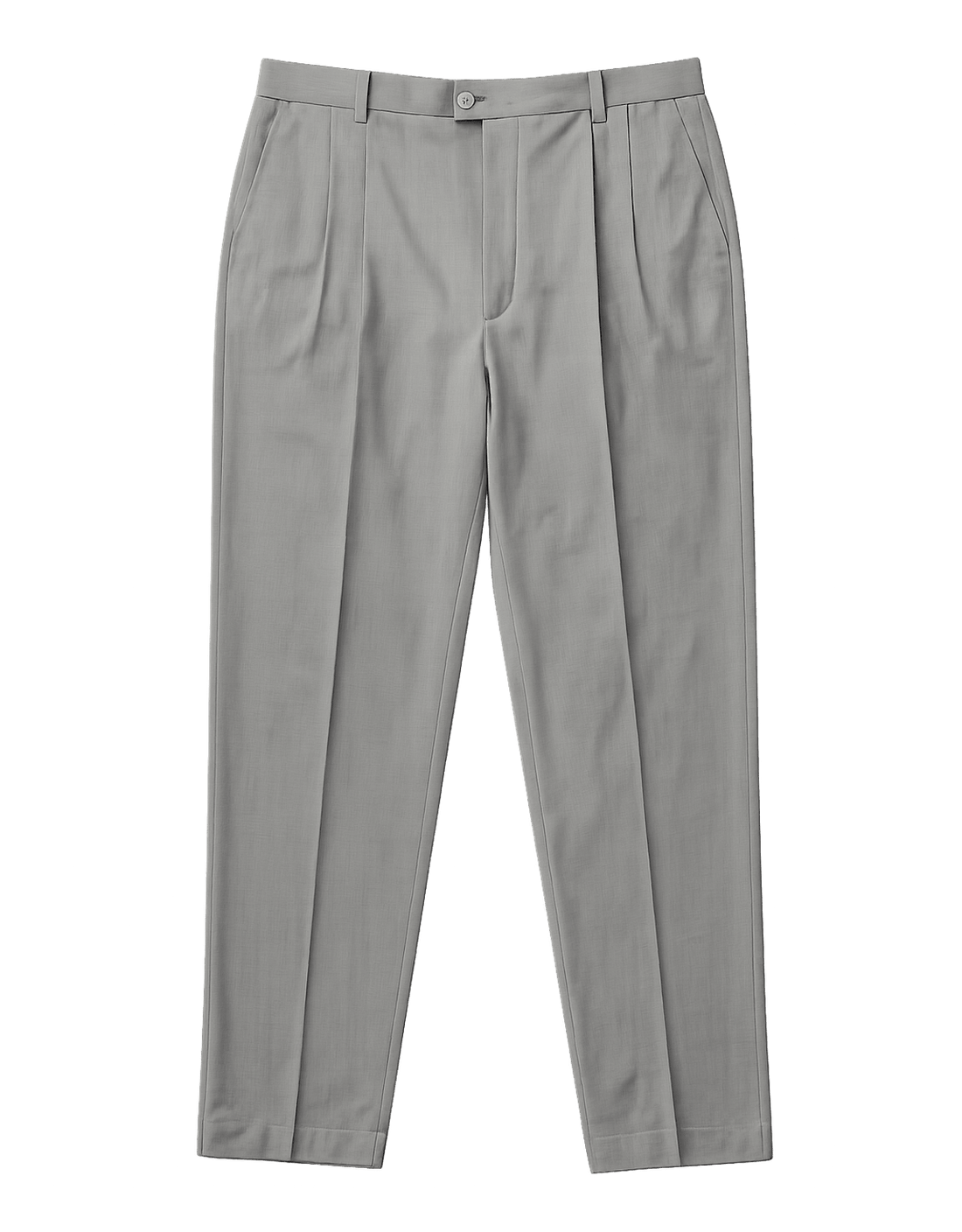 Classic Gray Pleated Trousers - Timeless Men's - Flat Lay Front