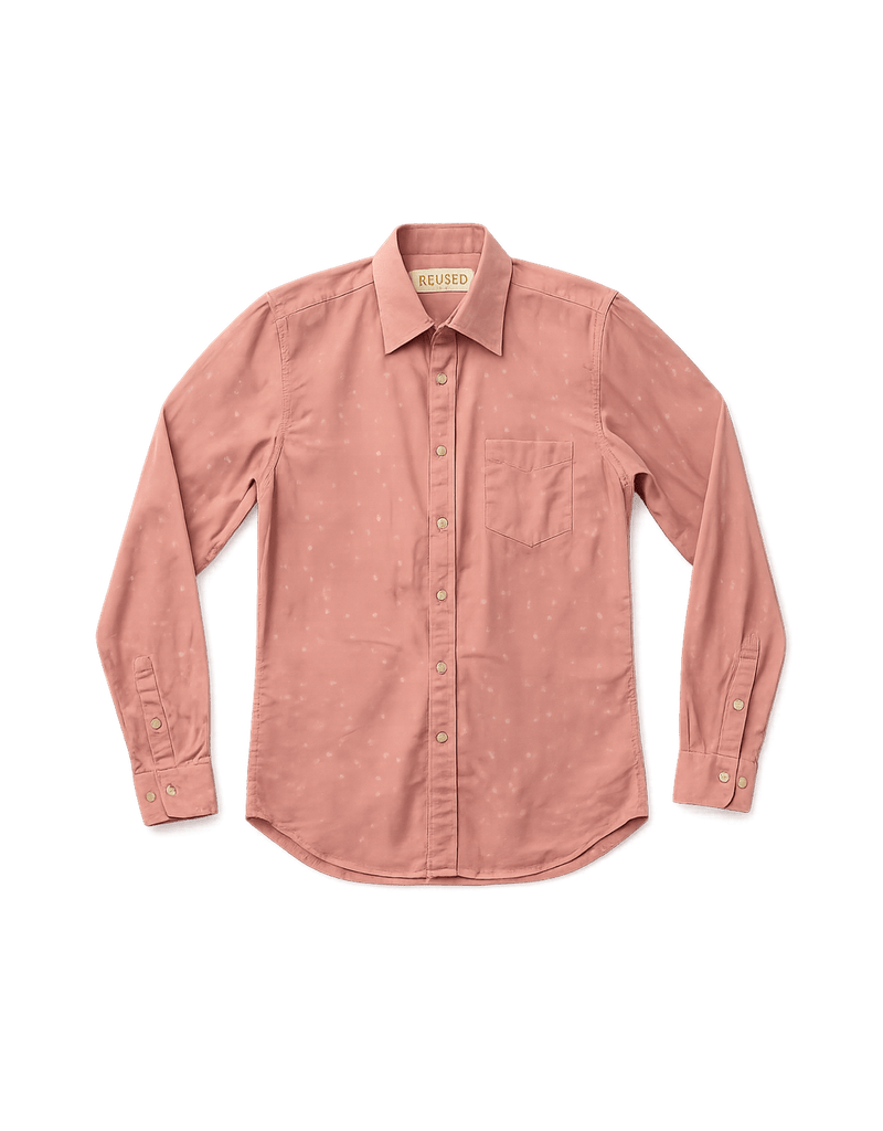 60s Men's Button-Down Shirt with Star Pattern - Flat Lay Front