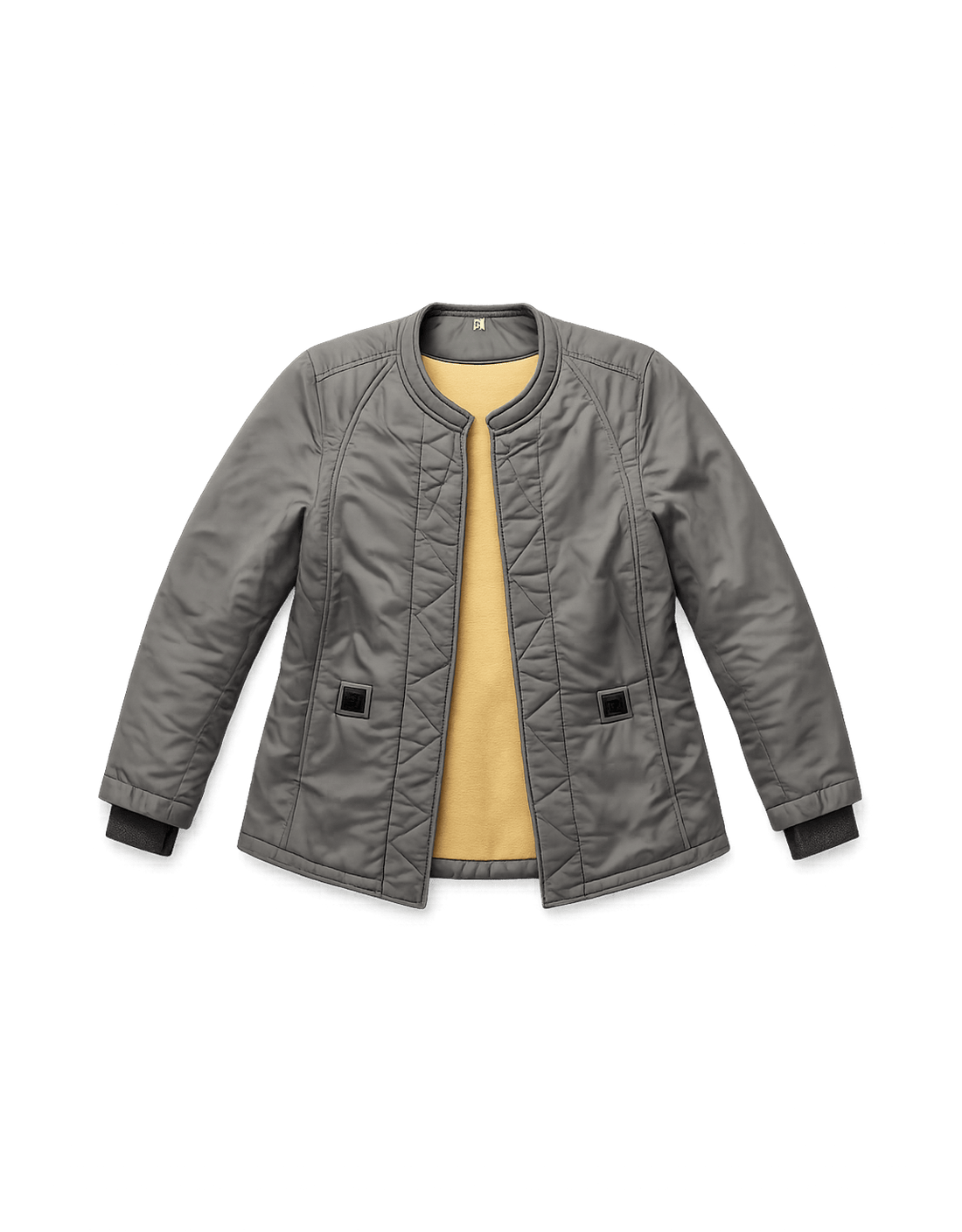 80s Quilted Jacket - Metallic Finish - Unisex - Flat Lay Front