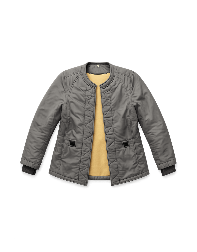 80s Quilted Jacket - Metallic Finish - Unisex - Flat Lay Front