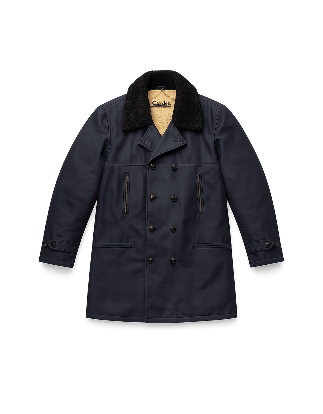 Navy Blue Double-Breasted Jacket - Flat Lay Front