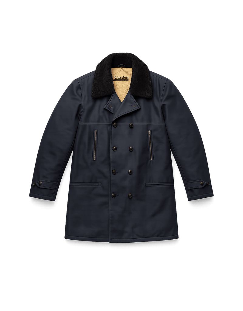 Navy Blue Double-Breasted Jacket - Flat Lay Front