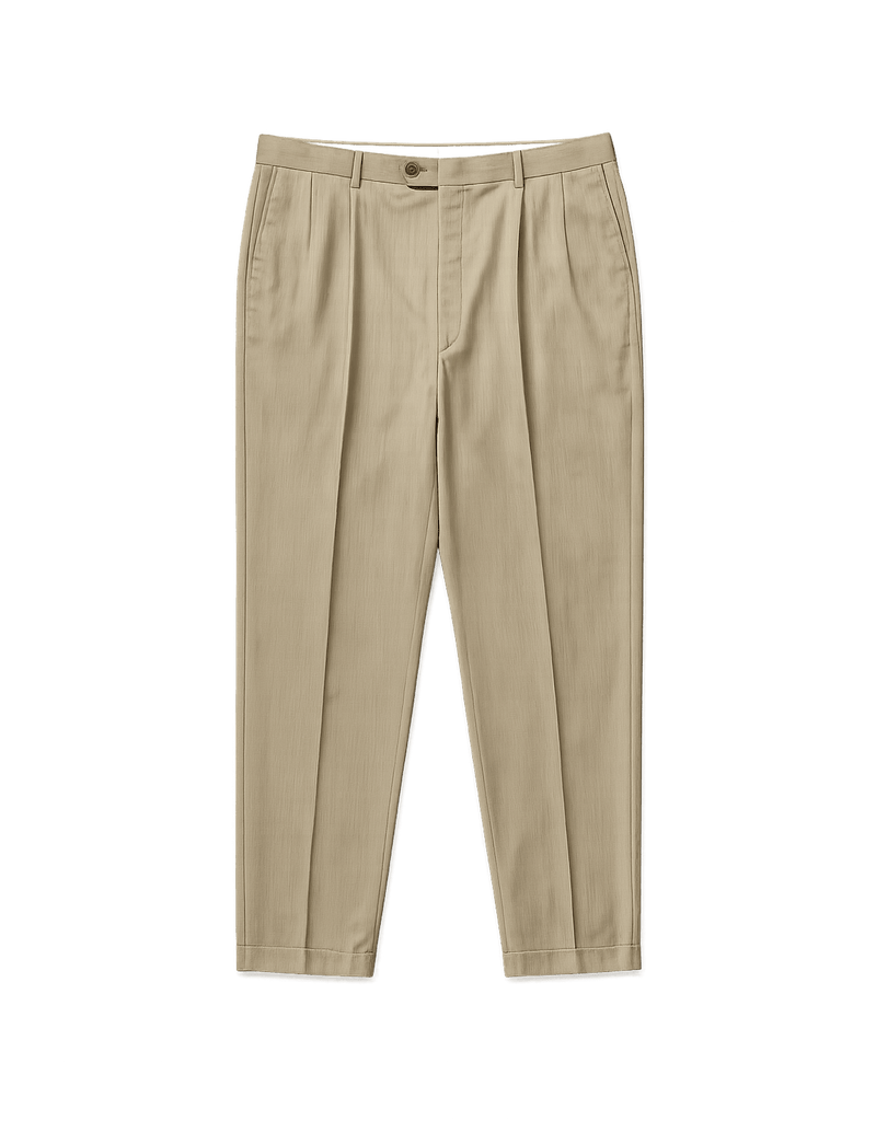 Light Beige Pleated Trousers - Minimalist 90s - Flat Lay Front