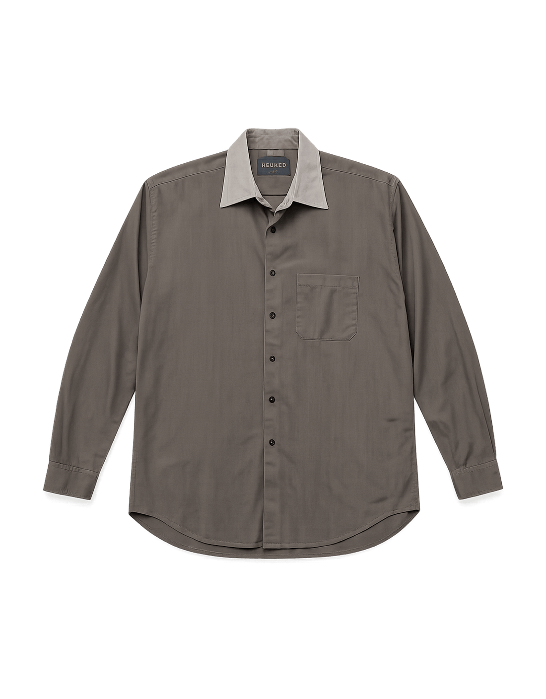 90s Modern Button-Up Shirt in Dark Gray - Flat Lay Front