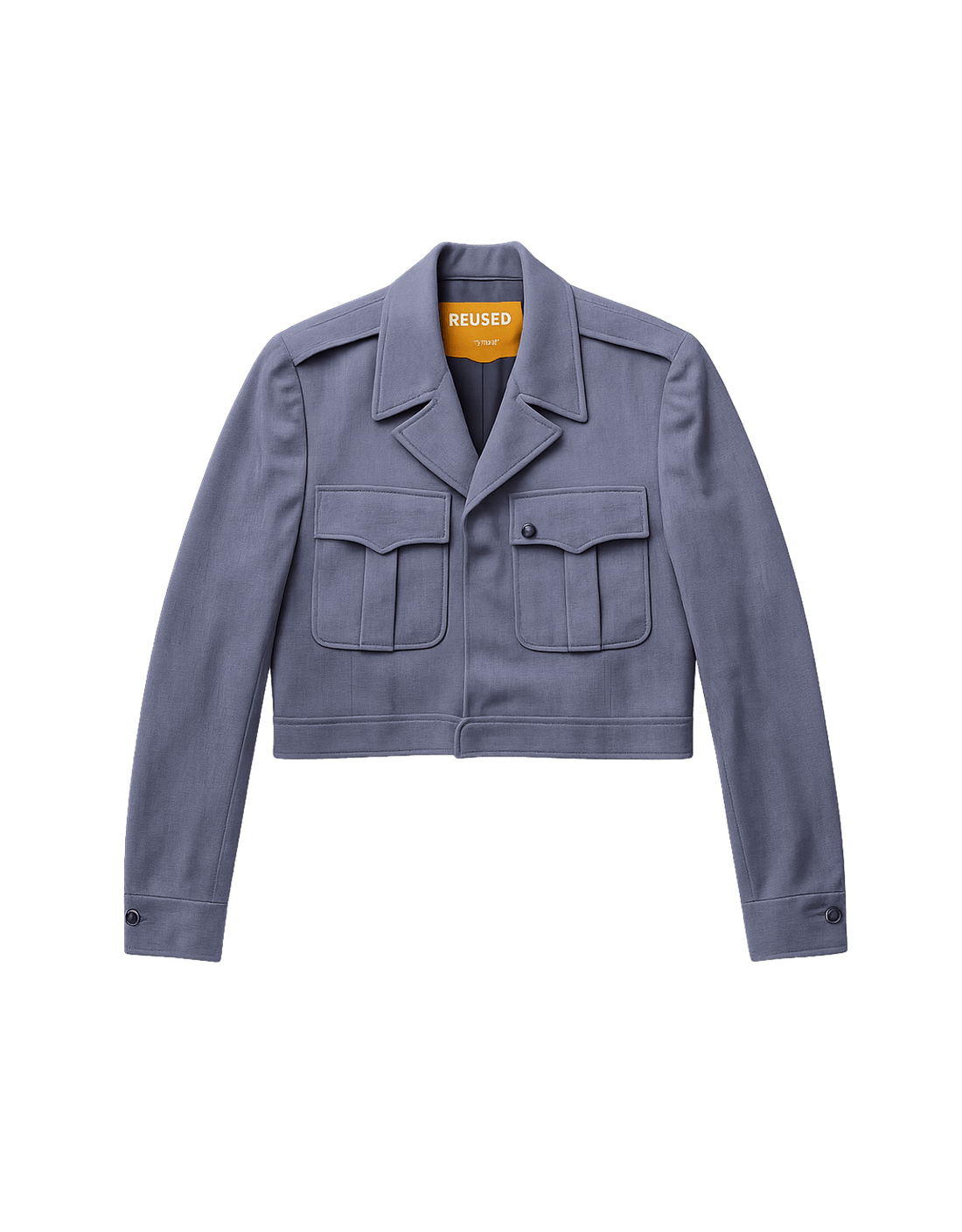 90s Fitted Blazer with Military Features - Navy - Flat Lay Front