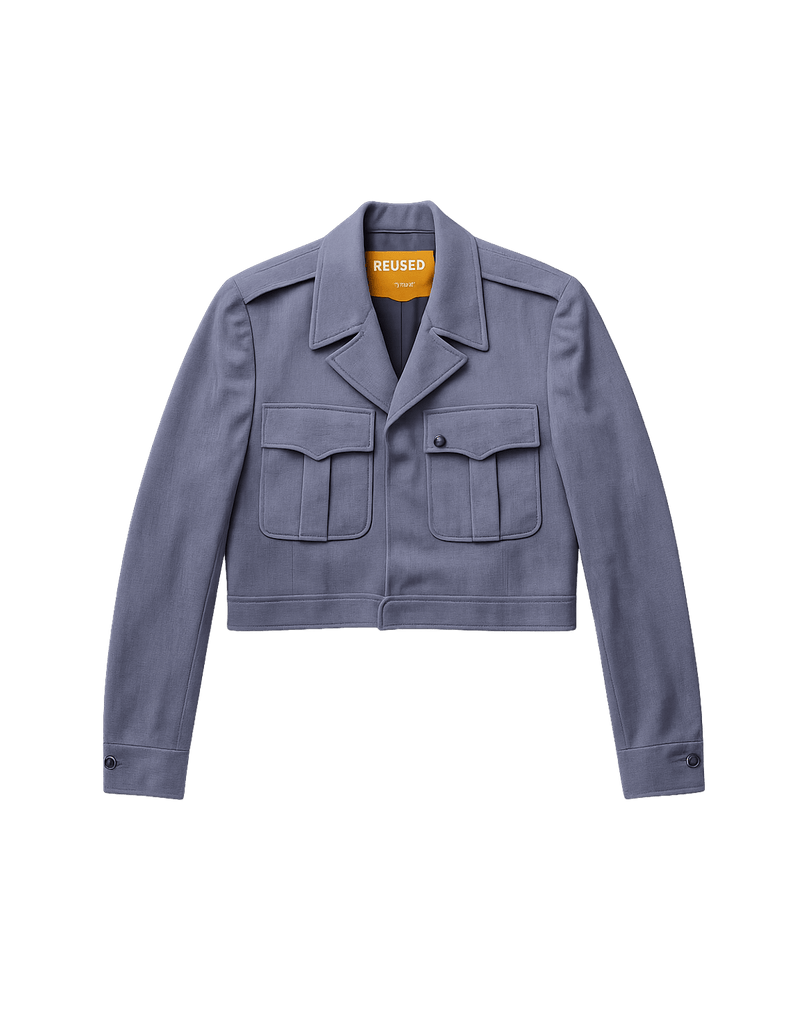 90s Fitted Blazer with Military Features - Navy - Flat Lay Front