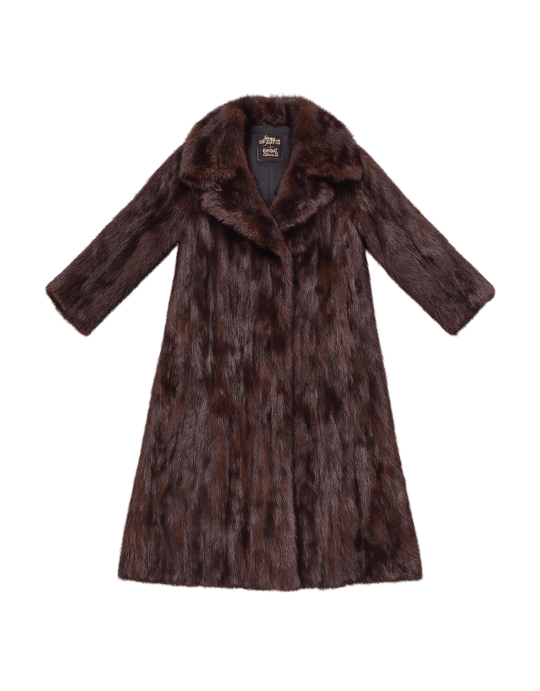Mid-Century Women's Fur Coat with Hood - Flat Lay Front