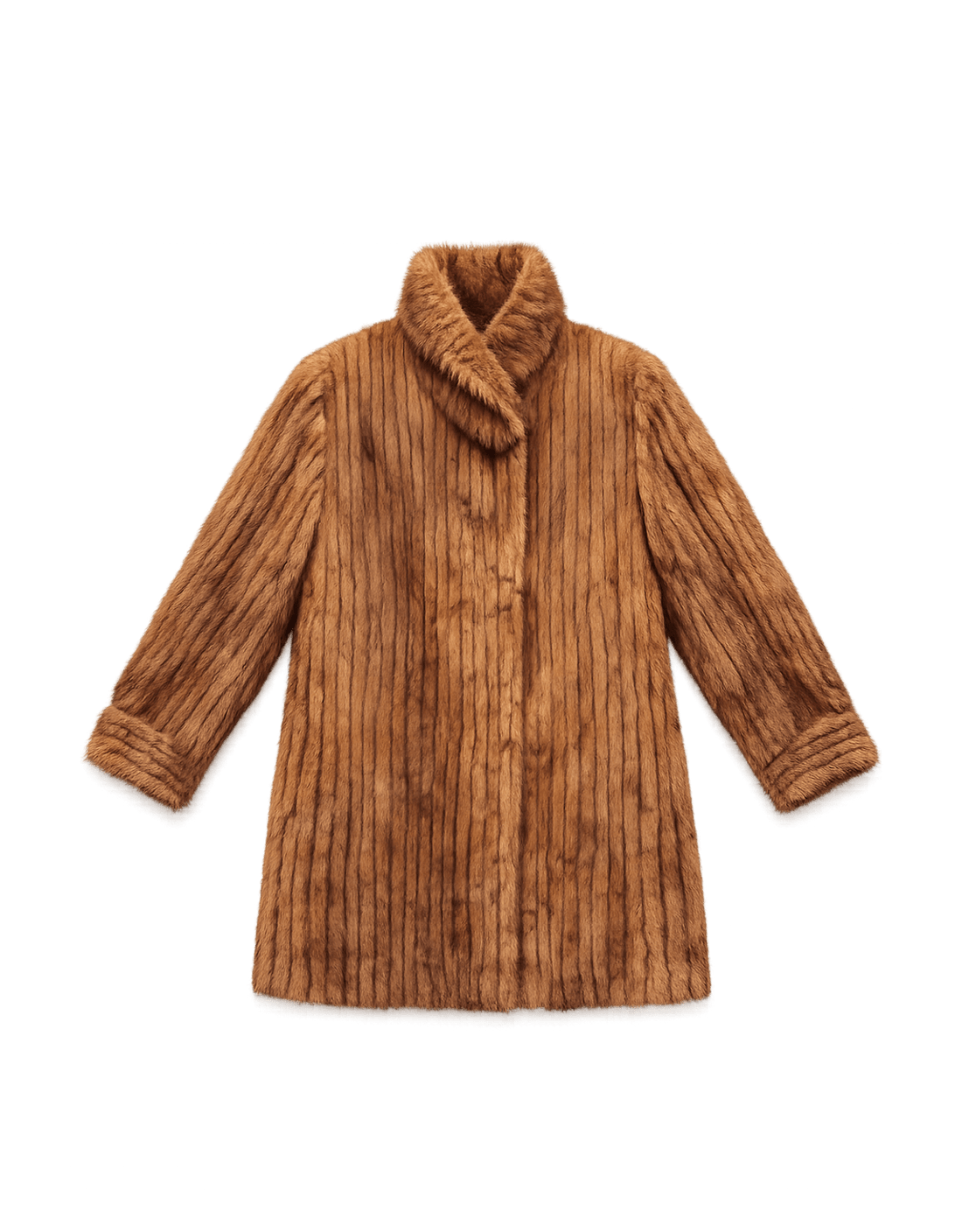 Mid-Century Women's Luxurious Fur Coat - Flat Lay Front
