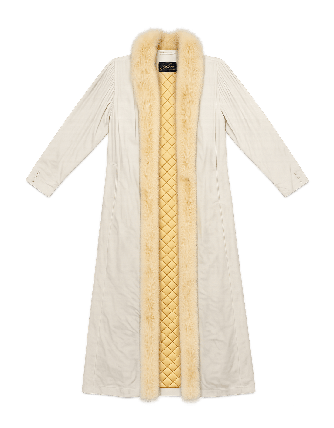 80s Women's Power Coat with Fur Collar - Flat Lay Front