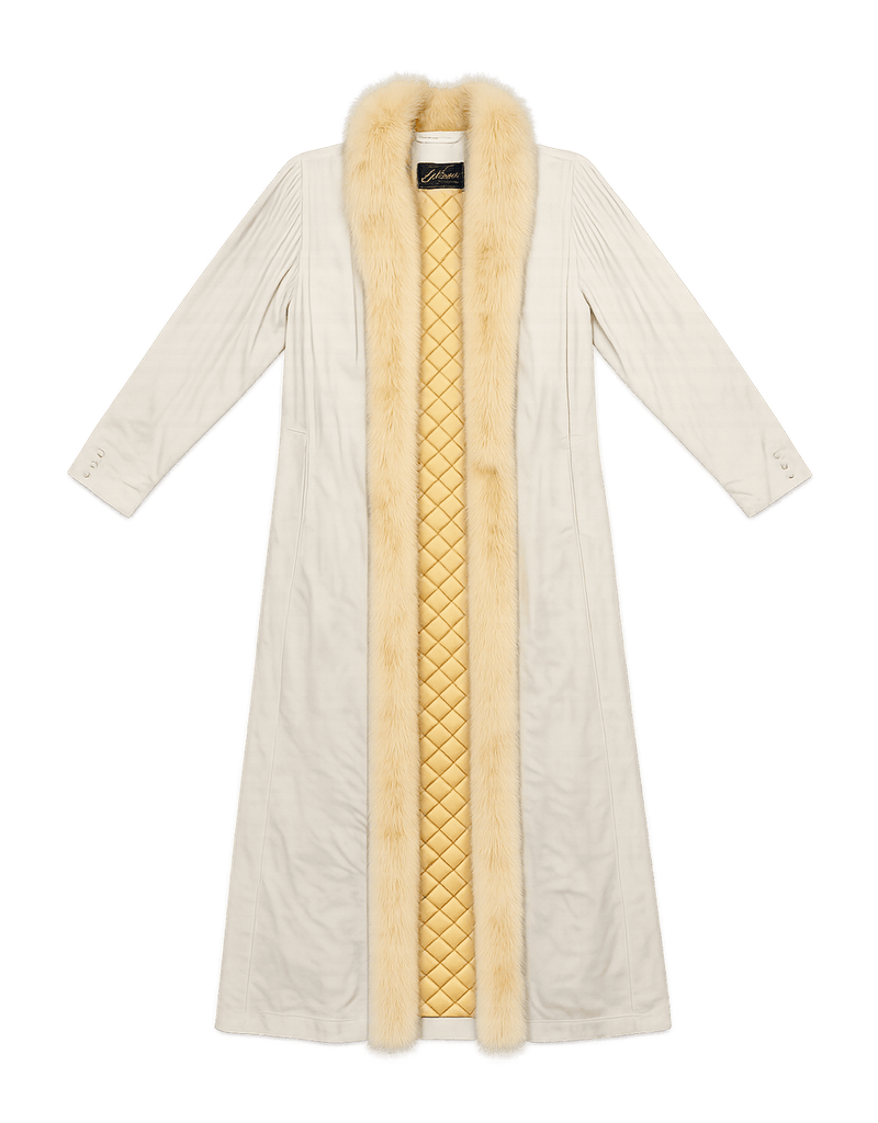 80s Women's Power Coat with Fur Collar - Flat Lay Front