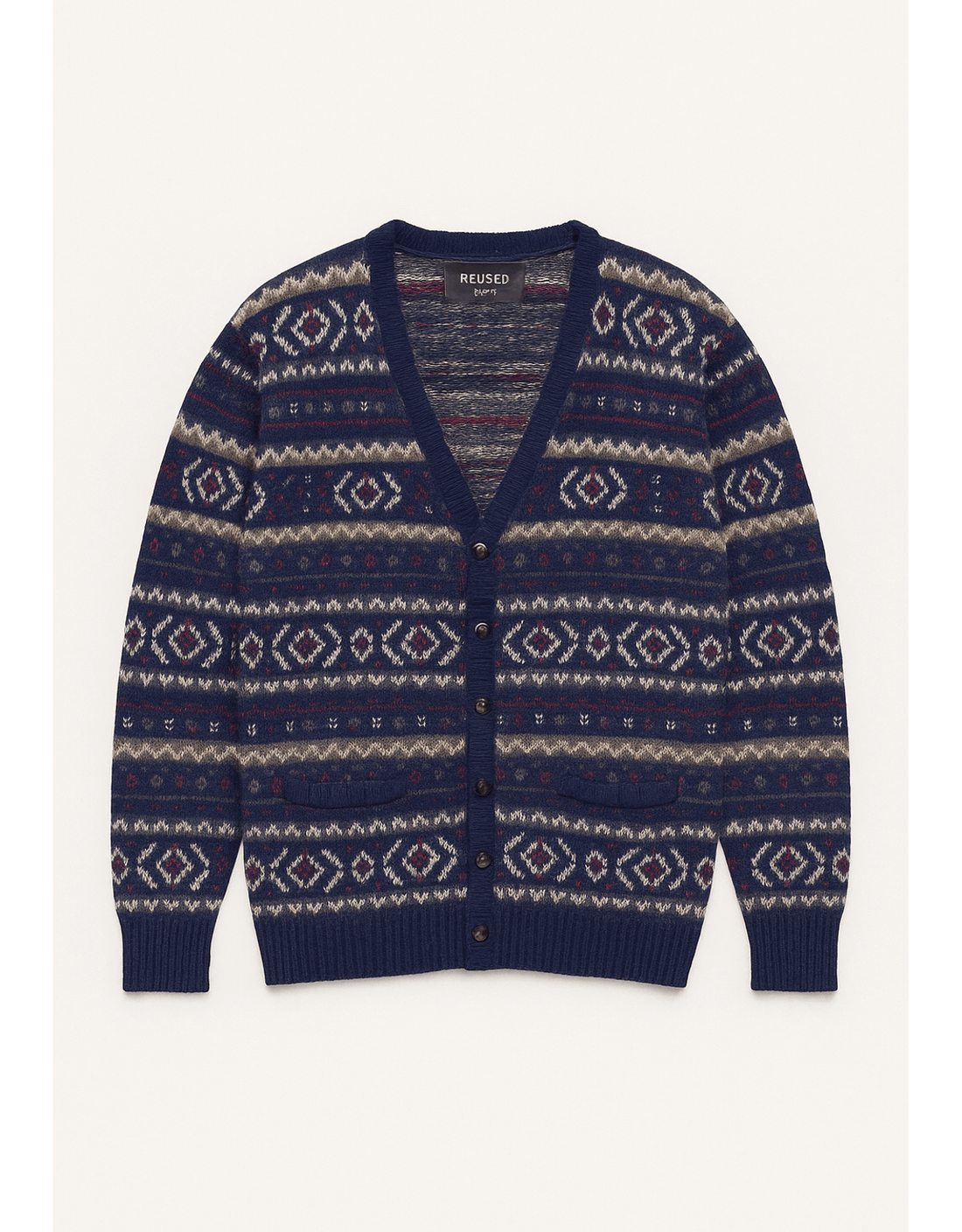 Unisex 90s Inspired Knitted Cardigan - Flat Lay Front