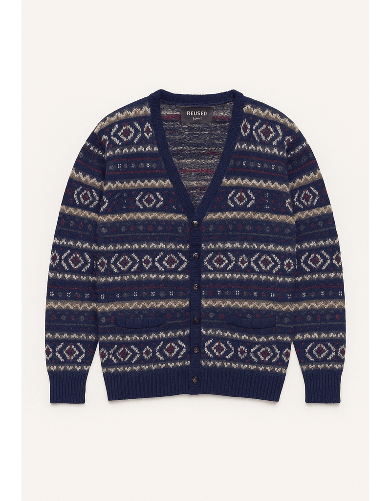 Unisex 90s Inspired Knitted Cardigan - Flat Lay Front