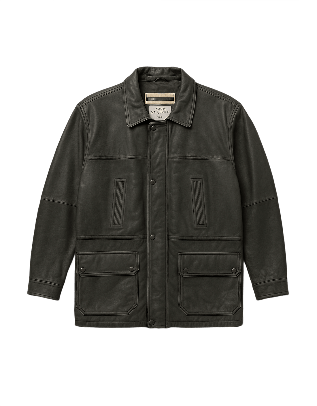 90s Perry Ellis Men's Genuine Leather Jacket - Flat Lay Front
