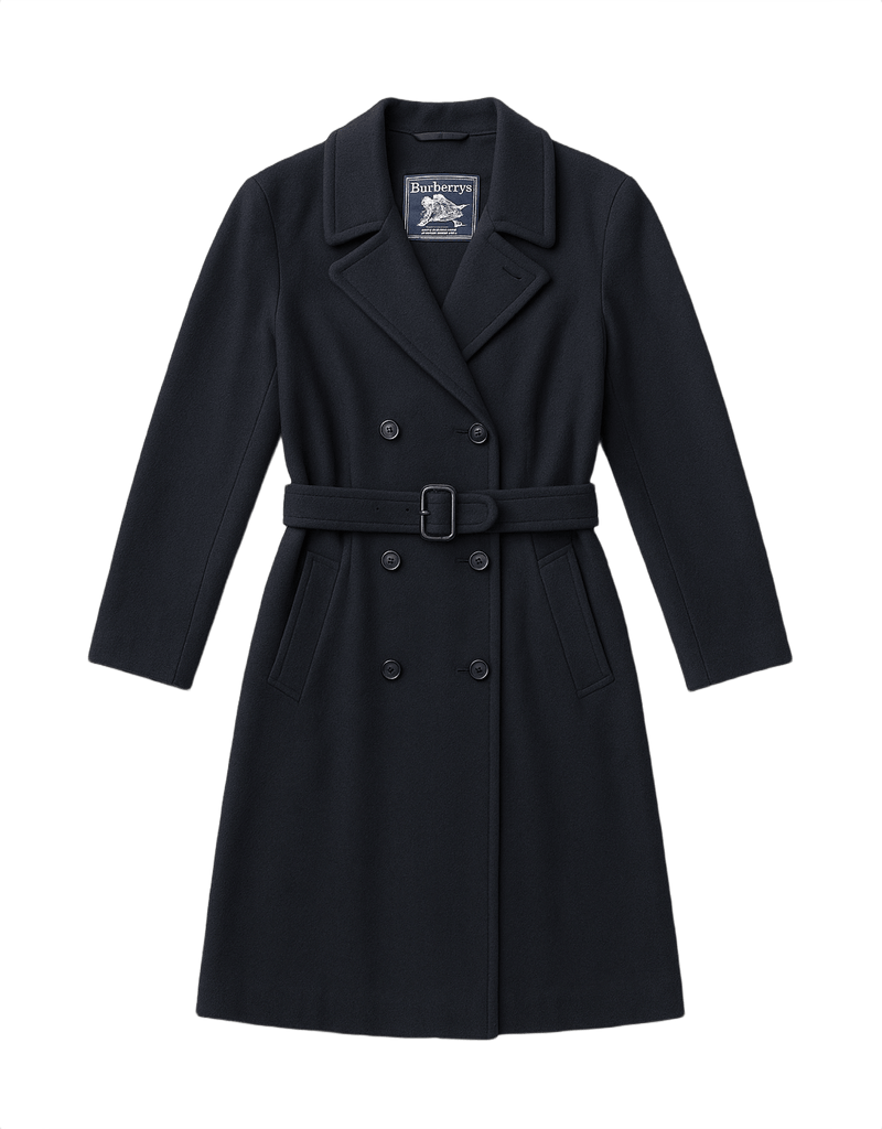 90s Classic Burberrys Wool Coat - Flat Lay Front